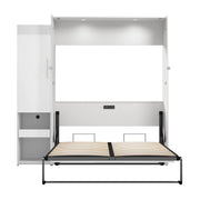 Modubox Murphy Wall Bed Avalon High Gloss Queen Murphy Wall Bed and Storage Cabinet with Pull-Out Shelf in High Gloss White