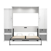 Modubox Murphy Wall Bed Avalon High Gloss Queen Murphy Wall Bed and Storage Cabinets with Pull-Out Shelf in High Gloss White