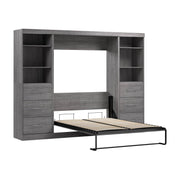 Modubox Murphy Wall Bed Bark Grey Nebula Full Murphy Wall Bed and 2 Closet Organizers with Drawers - Available in 3 Colours