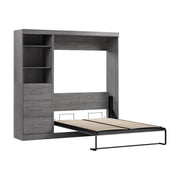 Modubox Murphy Wall Bed Bark Grey Nebula Full Murphy Wall Bed and Closet Organizer with Drawers - Available in 3 Colours