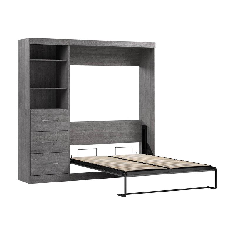 Modubox Murphy Wall Bed Bark Grey Nebula Full Murphy Wall Bed and Closet Organizer with Drawers - Available in 3 Colours
