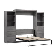 Modubox Murphy Wall Bed Bark Grey Nebula Queen Murphy Wall Bed and 2 Closet Organizers with Drawers - Available in 3 Colours