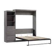 Modubox Murphy Wall Bed Bark Grey Nebula Queen Murphy Wall Bed and Closet Organizer with Drawers - Available in 3 Colours