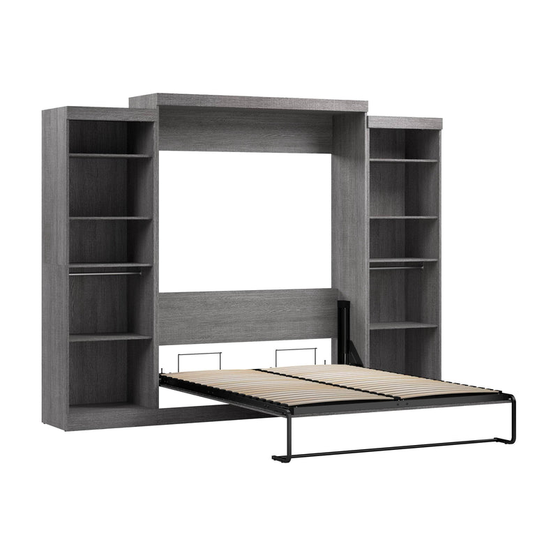 Modubox Murphy Wall Bed Bark Grey Nebula Queen Murphy Wall Bed with 2 Closet Organizers - Available in 3 Colours