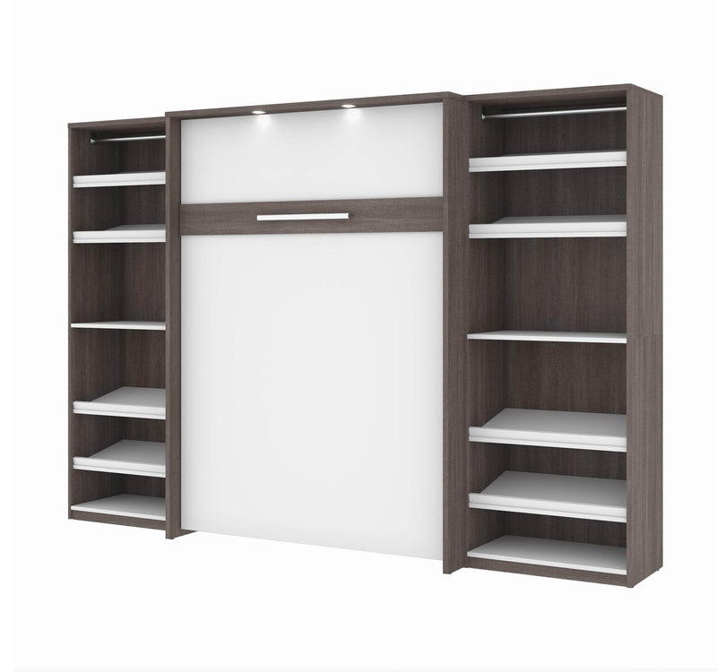 Modubox Murphy Wall Bed Bark Grey & White Cielo Full Murphy Wall Bed with 2 Closet Organizers - Available in 2 Colours