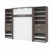 Modubox Murphy Wall Bed Bark Grey & White Cielo Full Murphy Wall Bed with 2 Closet Organizers with Drawers - Available in 2 Colours