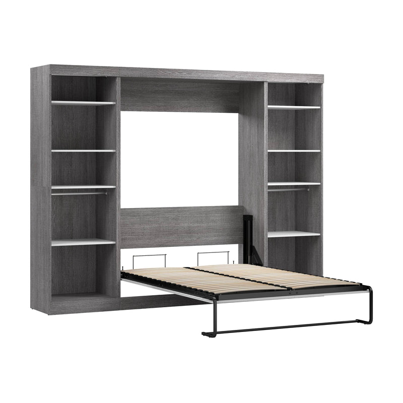 Modubox Murphy Wall Bed Bark Grey & White Nebula Full Murphy Wall Bed and 2 Closet Organizers - Available in 3 Colours