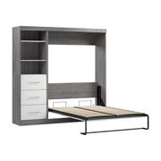 Modubox Murphy Wall Bed Bark Grey & White Nebula Full Murphy Wall Bed and Closet Organizer with Drawers - Available in 3 Colours