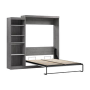Modubox Murphy Wall Bed Bark Grey & White Nebula Queen Murphy Wall Bed with Closet Organizer - Available in 3 Colours