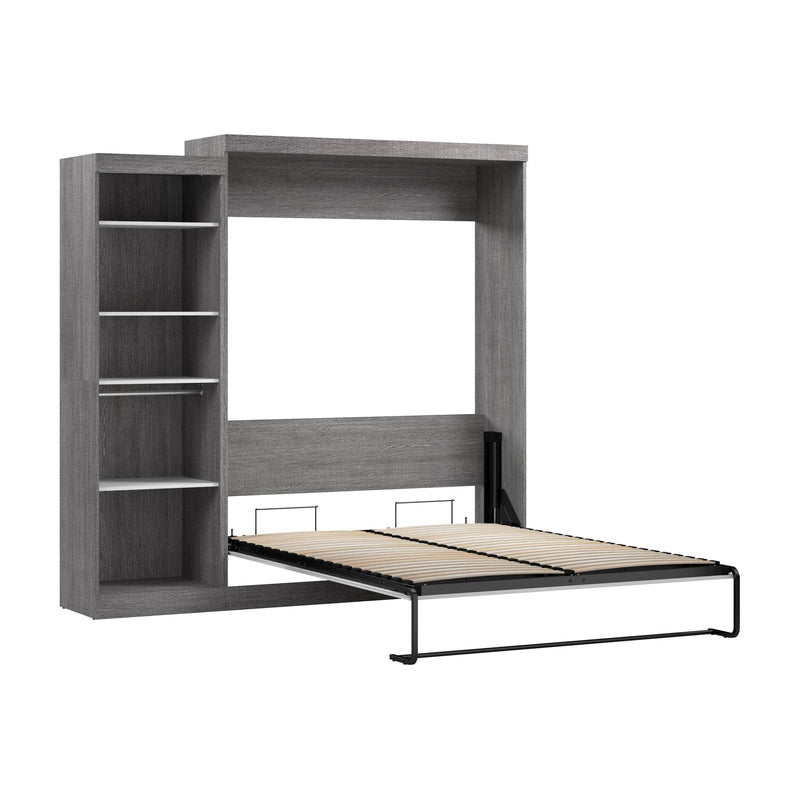 Modubox Murphy Wall Bed Bark Grey & White Nebula Queen Murphy Wall Bed with Closet Organizer - Available in 3 Colours