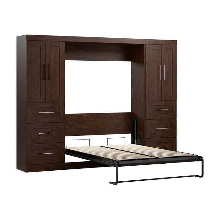 Modubox Murphy Wall Bed Chocolate Pur Full Murphy Wall Bed with Closet Storage Cabinets (109W) - Available in 7 Colours