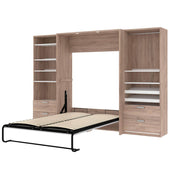 Modubox Murphy Wall Bed Cielo Full Murphy Wall Bed with 2 Closet Organizers with Drawers - Available in 2 Colours