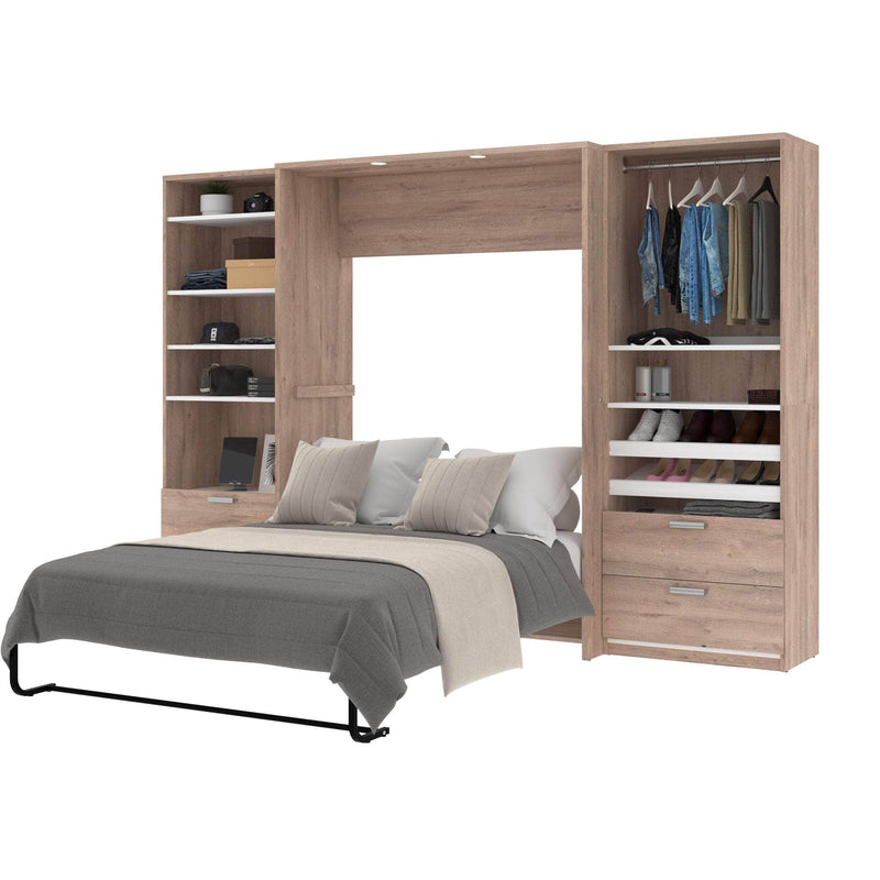 Modubox Murphy Wall Bed Cielo Full Murphy Wall Bed with 2 Closet Organizers with Drawers - Available in 2 Colours