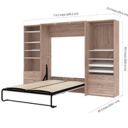 Modubox Murphy Wall Bed Cielo Full Murphy Wall Bed with 2 Closet Organizers with Drawers - Available in 2 Colours