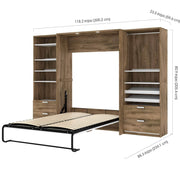 Modubox Murphy Wall Bed Cielo Full Murphy Wall Bed with 2 Closet Organizers with Drawers - Available in 2 Colours