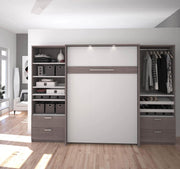 Modubox Murphy Wall Bed Cielo Full Murphy Wall Bed with 2 Closet Organizers with Drawers - Available in 2 Colours