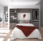 Modubox Murphy Wall Bed Cielo Full Murphy Wall Bed with 2 Closet Organizers with Drawers - Available in 2 Colours