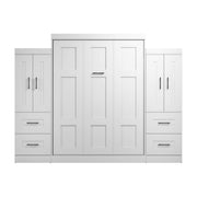 Modubox Murphy Wall Bed Edge 116W Queen Murphy Wall Bed and Wardrobes in White