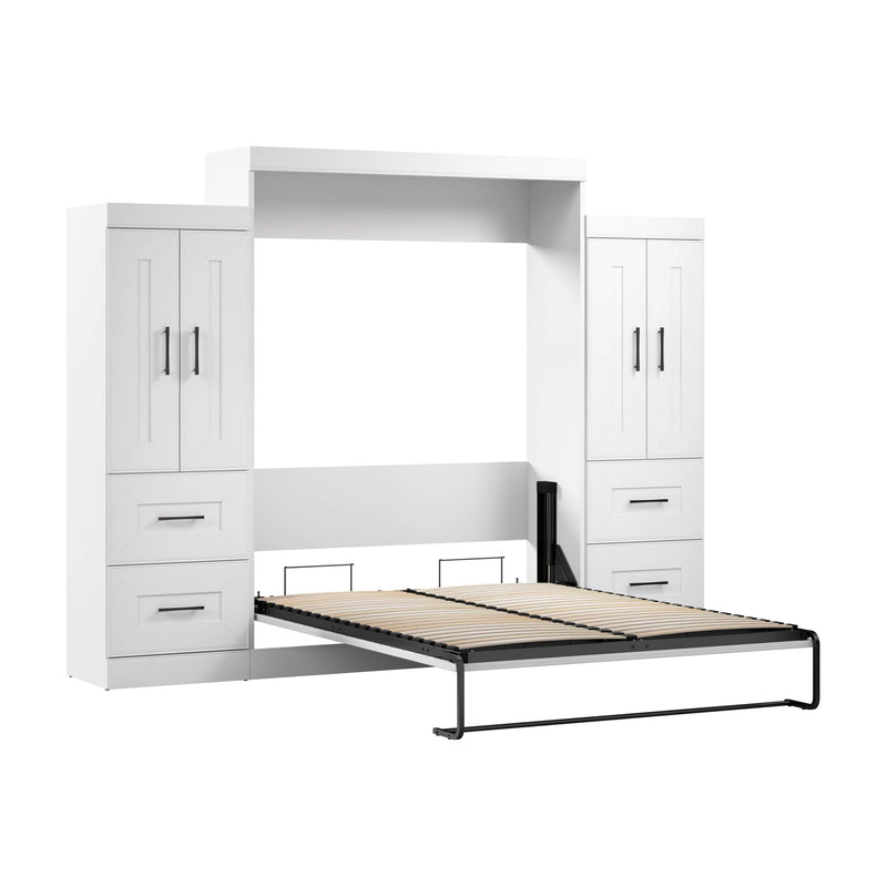 Modubox Murphy Wall Bed Edge 116W Queen Murphy Wall Bed and Wardrobes in White