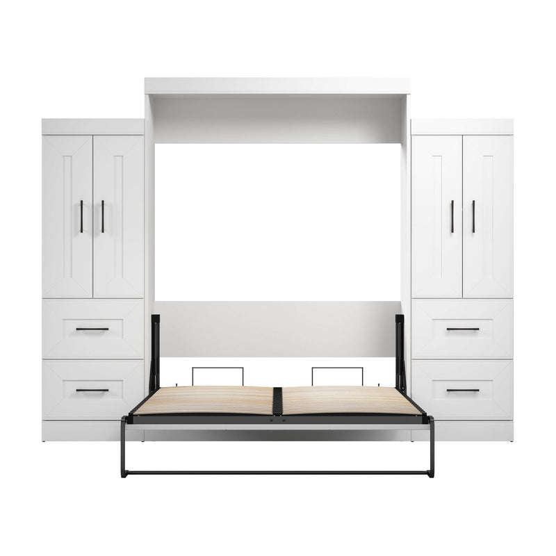 Modubox Murphy Wall Bed Edge 116W Queen Murphy Wall Bed and Wardrobes in White