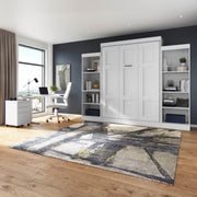 Modubox Murphy Wall Bed Edge 116W Queen Murphy Wall Bed with Closet Organizers in White