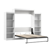 Modubox Murphy Wall Bed Edge 116W Queen Murphy Wall Bed with Closet Organizers in White