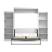 Modubox Murphy Wall Bed Edge 116W Queen Murphy Wall Bed with Closet Organizers in White