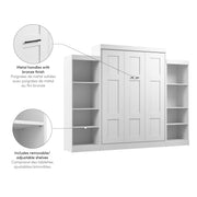 Modubox Murphy Wall Bed Edge 116W Queen Murphy Wall Bed with Closet Organizers in White