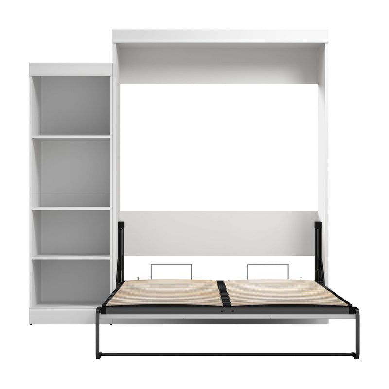 Modubox Murphy Wall Bed Edge 91W Queen Murphy Wall Bed with Closet Organizer in White