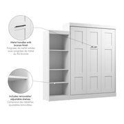 Modubox Murphy Wall Bed Edge 91W Queen Murphy Wall Bed with Closet Organizer in White