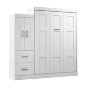 Modubox Murphy Wall Bed Edge 91W Queen Murphy Wall Bed with Wardrobe in White