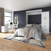 Modubox Murphy Wall Bed Edge 91W Queen Murphy Wall Bed with Wardrobe in White