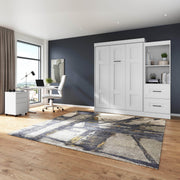 Modubox Murphy Wall Bed Edge Full Murphy Wall Bed and Closet Organizer with Drawers in White