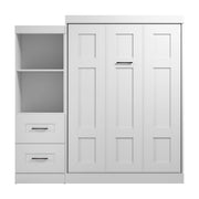 Modubox Murphy Wall Bed Edge Full Murphy Wall Bed and Closet Organizer with Drawers in White