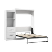 Modubox Murphy Wall Bed Edge Full Murphy Wall Bed and Closet Organizer with Drawers in White