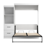 Modubox Murphy Wall Bed Edge Full Murphy Wall Bed and Closet Organizer with Drawers in White