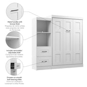 Modubox Murphy Wall Bed Edge Full Murphy Wall Bed and Closet Organizer with Drawers in White