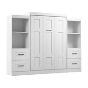 Modubox Murphy Wall Bed Edge Full Murphy Wall Bed and Closet Organizers with Drawers in White