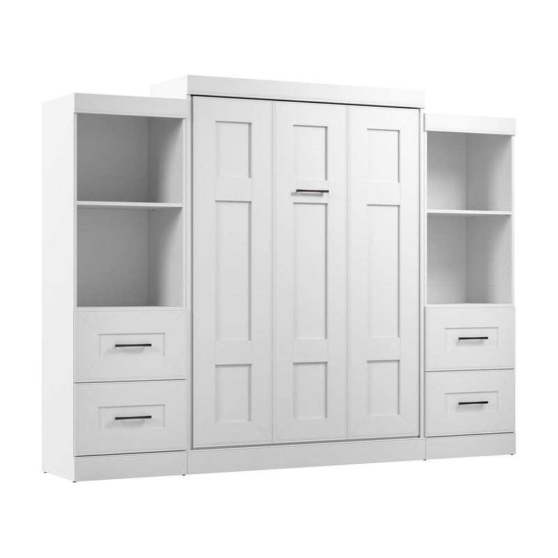 Modubox Murphy Wall Bed Edge Full Murphy Wall Bed and Closet Organizers with Drawers in White