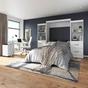 Modubox Murphy Wall Bed Edge Full Murphy Wall Bed and Closet Organizers with Drawers in White