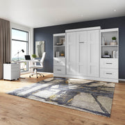 Modubox Murphy Wall Bed Edge Full Murphy Wall Bed and Closet Organizers with Drawers in White