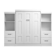 Modubox Murphy Wall Bed Edge Full Murphy Wall Bed and Closet Organizers with Drawers in White