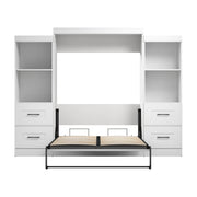 Modubox Murphy Wall Bed Edge Full Murphy Wall Bed and Closet Organizers with Drawers in White