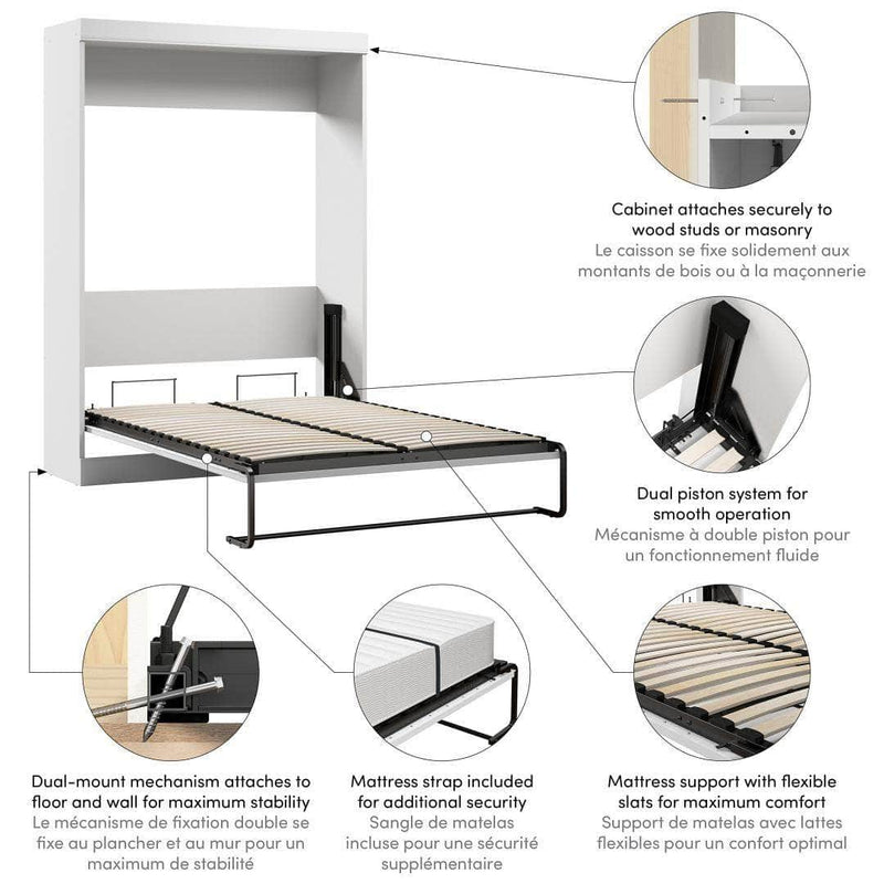 Modubox Murphy Wall Bed Edge Full Murphy Wall Bed in White