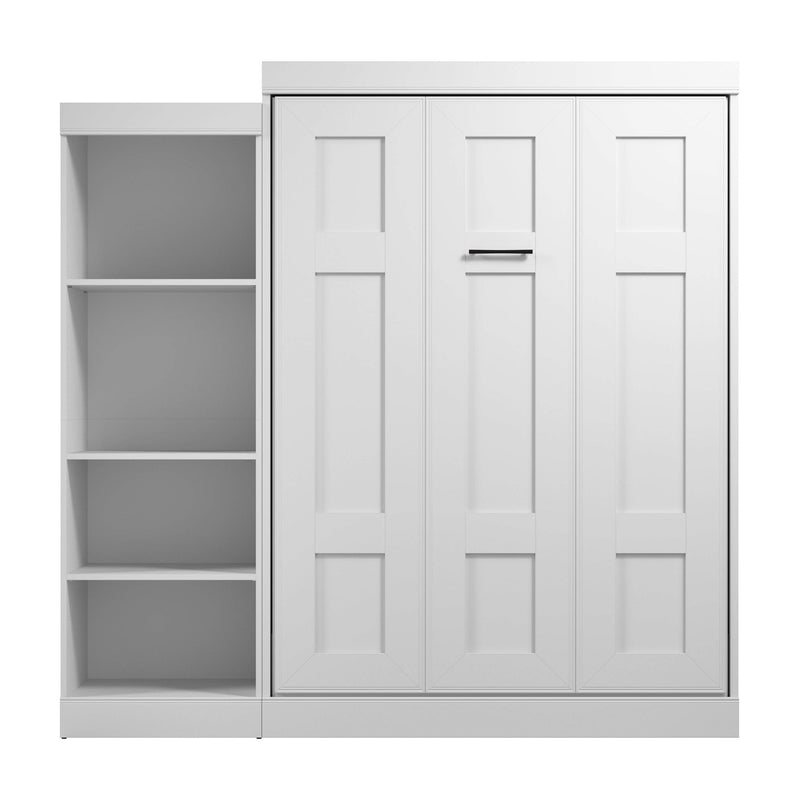 Modubox Murphy Wall Bed Edge Full Murphy Wall Bed with Closet Organizer in White