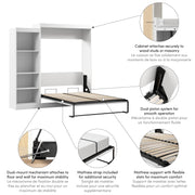 Modubox Murphy Wall Bed Edge Full Murphy Wall Bed with Closet Organizer in White