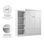 Modubox Murphy Wall Bed Edge Full Murphy Wall Bed with Closet Organizer in White