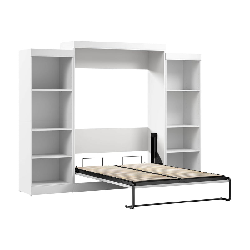 Modubox Murphy Wall Bed Edge Full Murphy Wall Bed with Closet Organizers in White