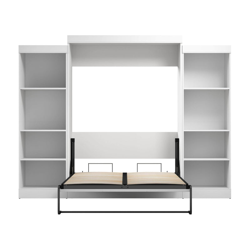 Modubox Murphy Wall Bed Edge Full Murphy Wall Bed with Closet Organizers in White