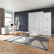 Modubox Murphy Wall Bed Edge Full Murphy Wall Bed with Wardrobe in White